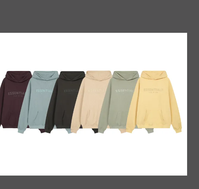 FEAR OF GOD ESSENTIALS FOG LOGO Waffle Hoodie Plum Purple Mist Haze Blue Brown Black Elephant White Lemon Yellow Beach Yellow S-XL