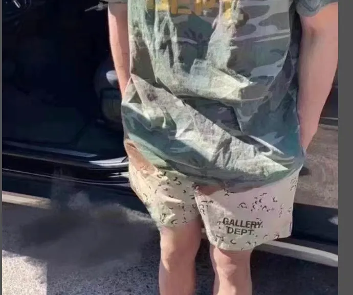 GALLERY DEPT New 23ss Desert Camo Slogan Printed Shorts