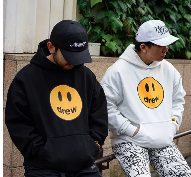 dress house 21ss Mascot Hoodie Bieber same style smiling face with plush hooded sweatshirt orange blue black white yellow S M L XL