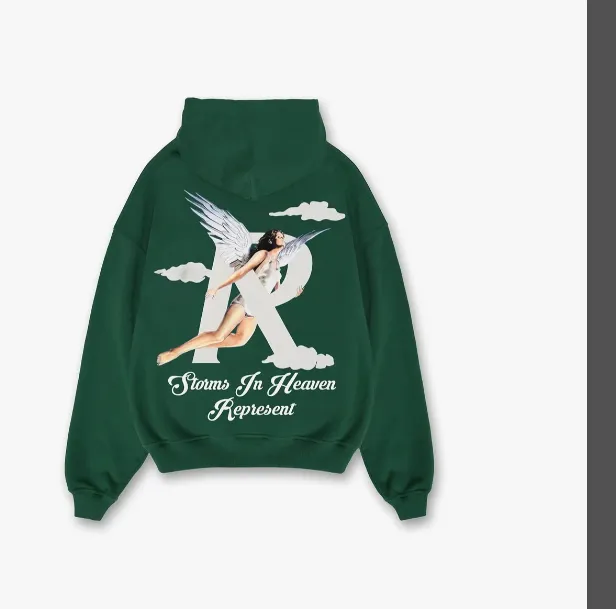 239 REPRESENT STORMS IN HEAVEN HOODIE Retro American Cloud Angel Girl Printed Hoodie