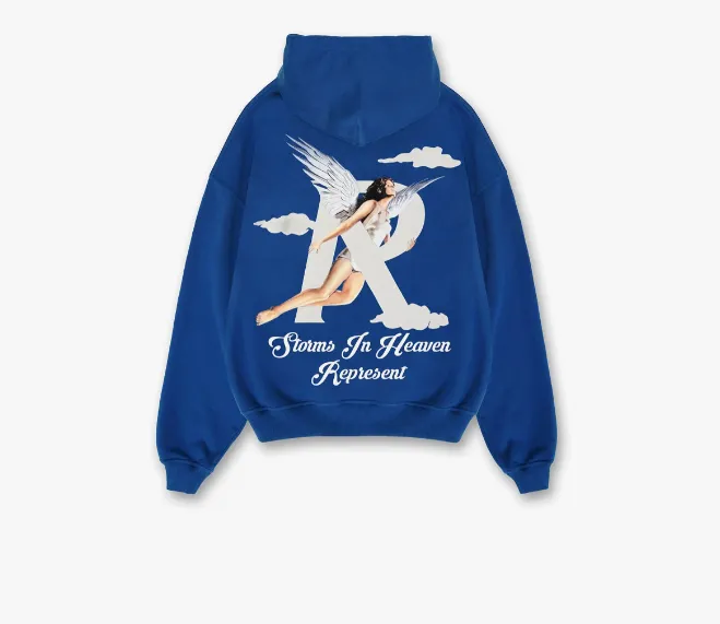 239 REPRESENT STORMS IN HEAVEN HOODIE Retro American Cloud Angel Girl Printed Hoodie