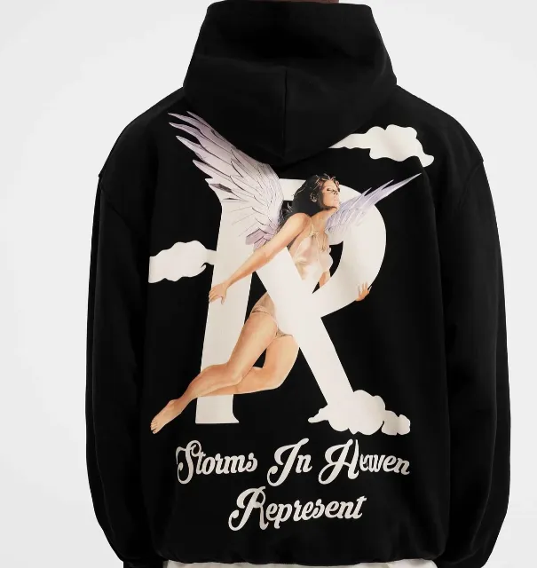 239 REPRESENT STORMS IN HEAVEN HOODIE Retro American Cloud Angel Girl Printed Hoodie