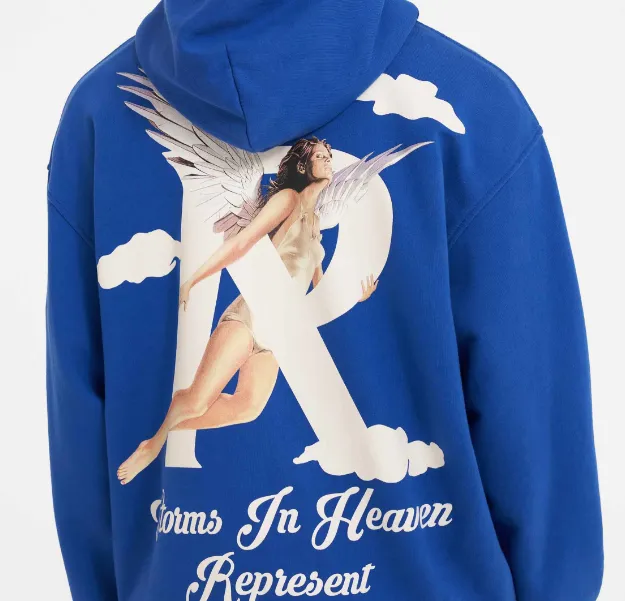 239 REPRESENT STORMS IN HEAVEN HOODIE Retro American Cloud Angel Girl Printed Hoodie