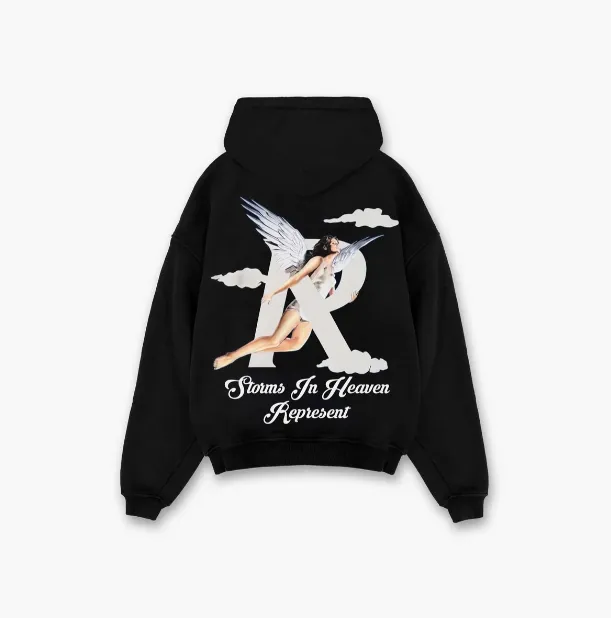 239 REPRESENT STORMS IN HEAVEN HOODIE Retro American Cloud Angel Girl Printed Hoodie