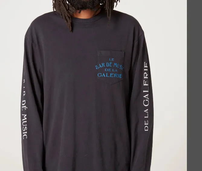 GALLERY DEPT LE BAR MUSIC DE LA LERIE LONGSLEVE TEE Minimalist American Pocket Printed Long Sleeve T-shirt