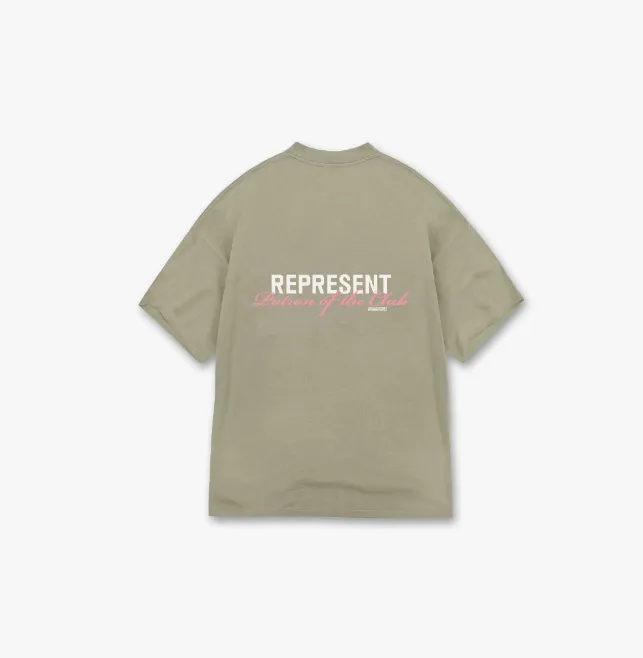 Representative Color Letter Slogan Retro Short Sleeve T-shirt Military Green White S-XL Size