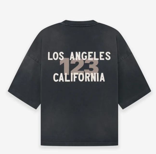 FEAR OF GOD x RRR 123 California Limited Edition Letter Printed Short Sleeve T-shirt Black M-XL