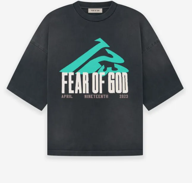 FEAR OF GOD x RRR 123 California Limited Edition Letter Printed Short Sleeve T-shirt Black M-XL