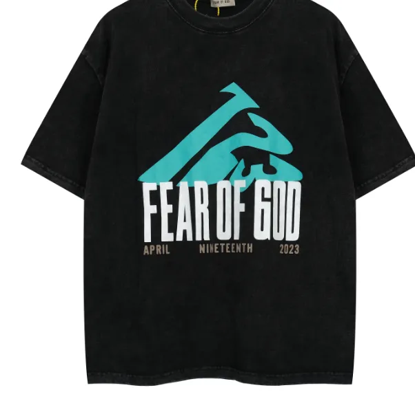 FEAR OF GOD x RRR 123 California Limited Edition Letter Printed Short Sleeve T-shirt Black M-XL