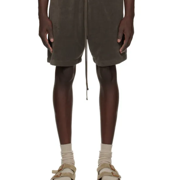 FEAR OF GOD ESSENTIALS FOG LOGO Towel Fabric Suede Drawstring Shorts Plum Purple Mist Haze Blue Brown Black Elephant White Lemon Yellow Beach Yellow S-XL