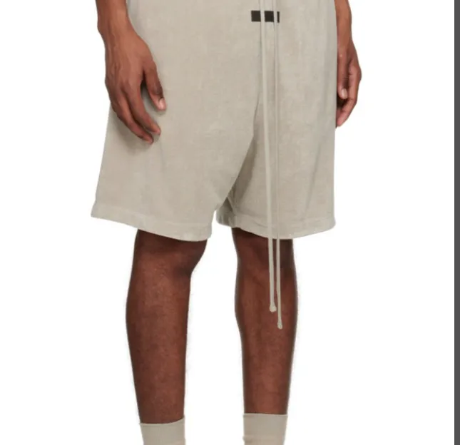 FEAR OF GOD ESSENTIALS FOG LOGO Towel Fabric Suede Drawstring Shorts Plum Purple Mist Haze Blue Brown Black Elephant White Lemon Yellow Beach Yellow S-XL