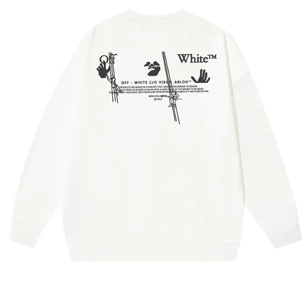 OFF-WHITE new slogan arrow hollow letter printed round neck looped sweatshirt