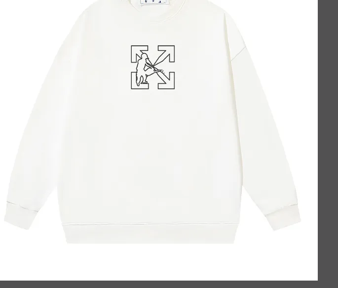 OFF-WHITE new slogan arrow hollow letter printed round neck looped sweatshirt