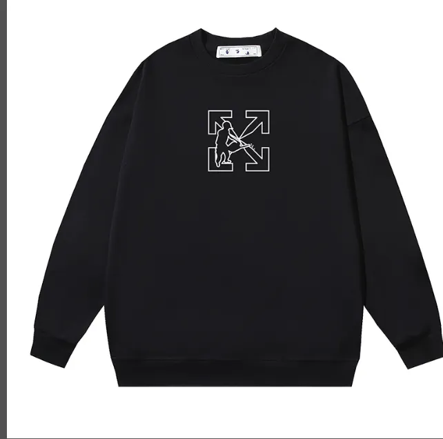 OFF-WHITE new slogan arrow hollow letter printed round neck looped sweatshirt