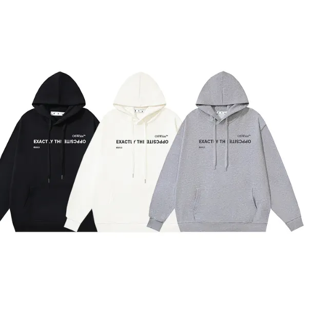 OFF-WHITE new minimalist letter printed pullover hoodie with looped fabric sweatshirt