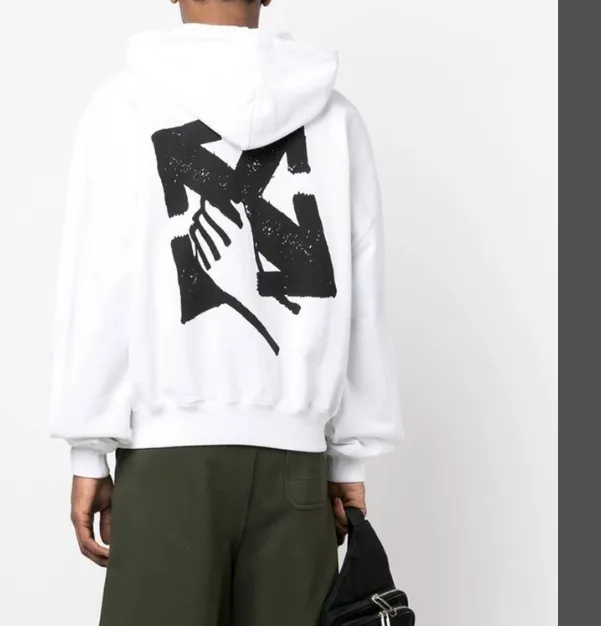 OFF-WHITE new gesture arrow printed pullover hoodie with looped fabric sweatshirt