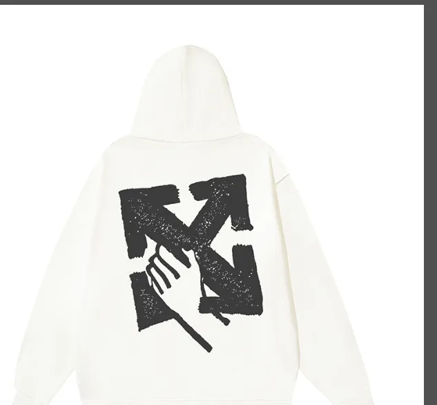 OFF-WHITE new gesture arrow printed pullover hoodie with looped fabric sweatshirt