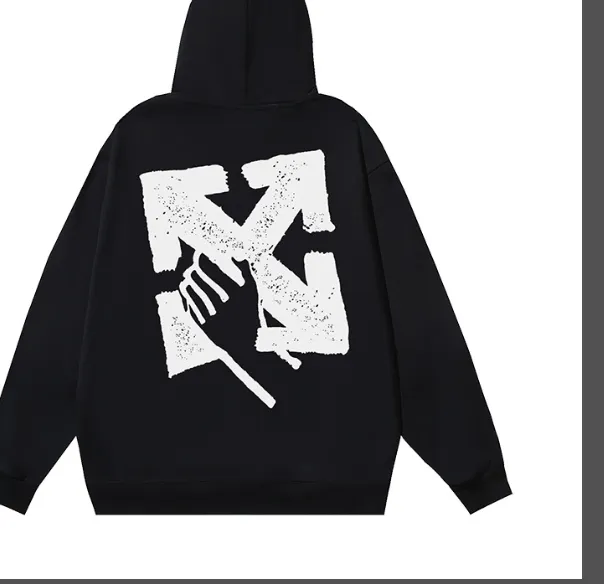 OFF-WHITE new gesture arrow printed pullover hoodie with looped fabric sweatshirt