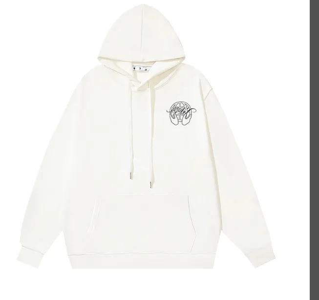 OFF-WHITE new gesture arrow printed pullover hoodie with looped fabric sweatshirt