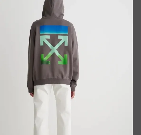 OFF-WHITE new diagonal gradient arrow print pullover hoodie with looped fabric sweatshirt