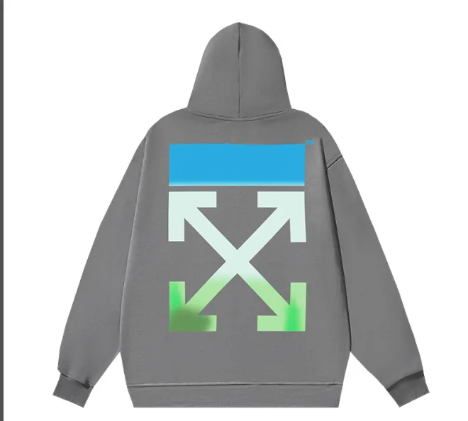 OFF-WHITE new diagonal gradient arrow print pullover hoodie with looped fabric sweatshirt