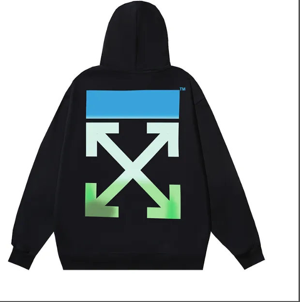 OFF-WHITE new diagonal gradient arrow print pullover hoodie with looped fabric sweatshirt