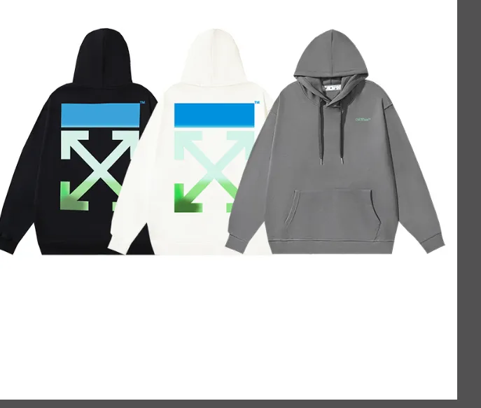 OFF-WHITE new diagonal gradient arrow print pullover hoodie with looped fabric sweatshirt