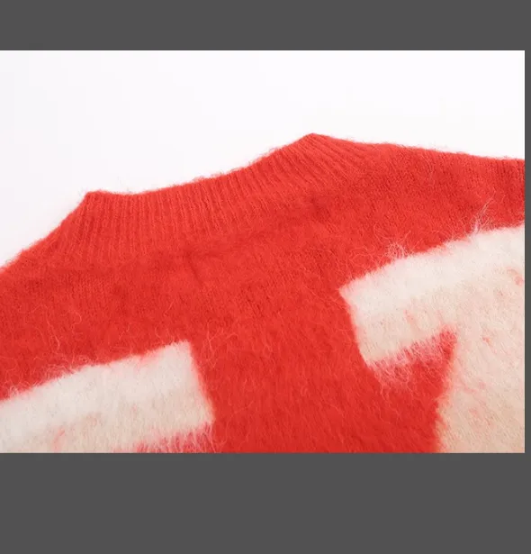 Off white mohair sweater round neck unisex loose fit