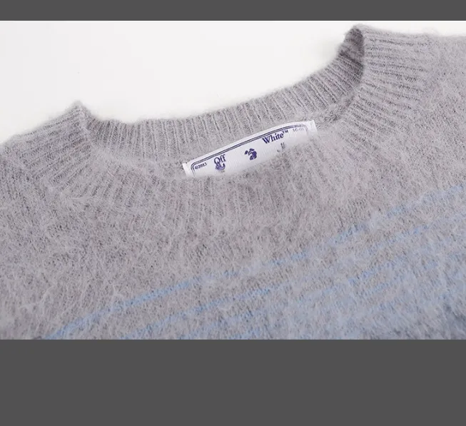 Off white mohair sweater round neck unisex loose fit