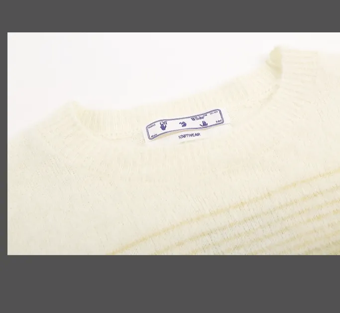 Off white mohair sweater round neck unisex loose fit