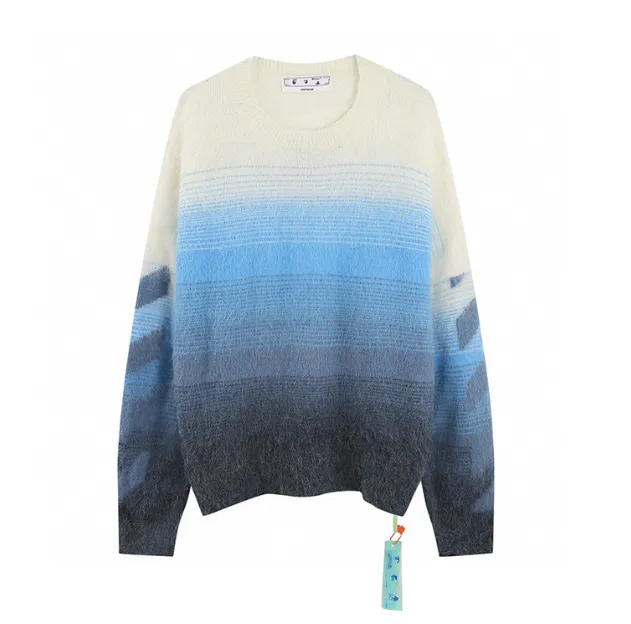 Off white mohair sweater round neck unisex loose fit