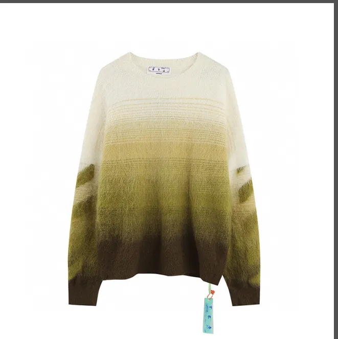 Off white mohair sweater round neck unisex loose fit