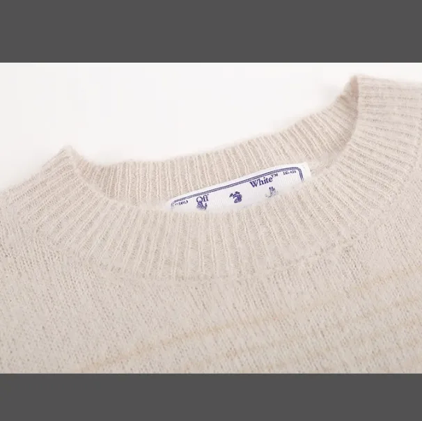 Off white mohair sweater round neck unisex loose fit