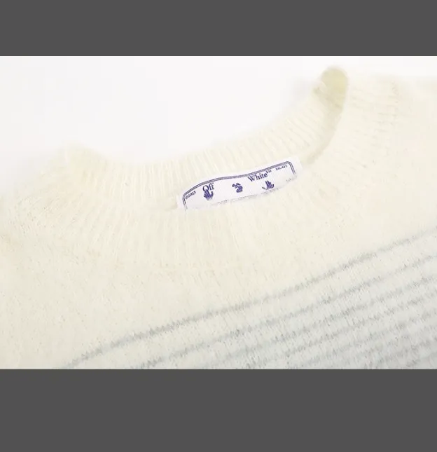 Off white mohair sweater round neck unisex loose fit