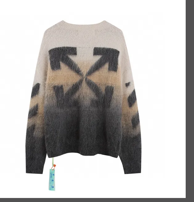 Off white mohair sweater round neck unisex loose fit