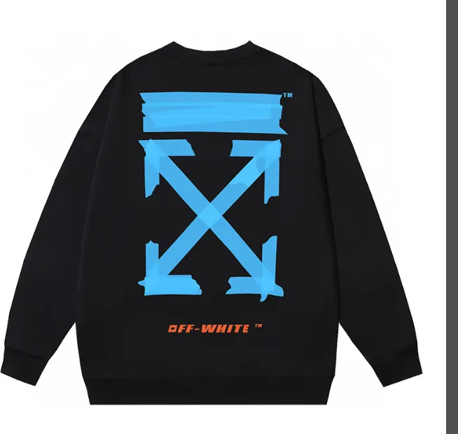 OFF-WHITE New Blue Arrow Oil Painting Printed Round Neck Woolen Hoodie