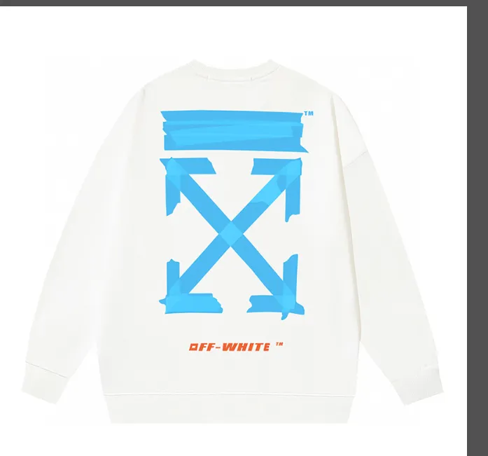 OFF-WHITE New Blue Arrow Oil Painting Printed Round Neck Woolen Hoodie