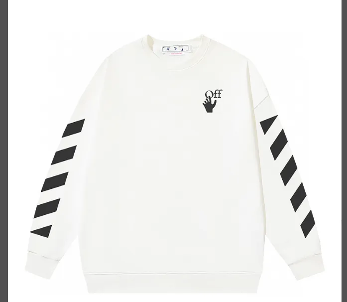 OFF-WHITE New White Spot Horse Handshake 🤝 Printed round neck looped hoodie