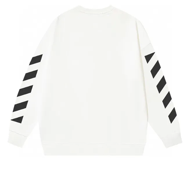 OFF-WHITE New Classic White Zebra Printed Round Neck Woolen Hoodie