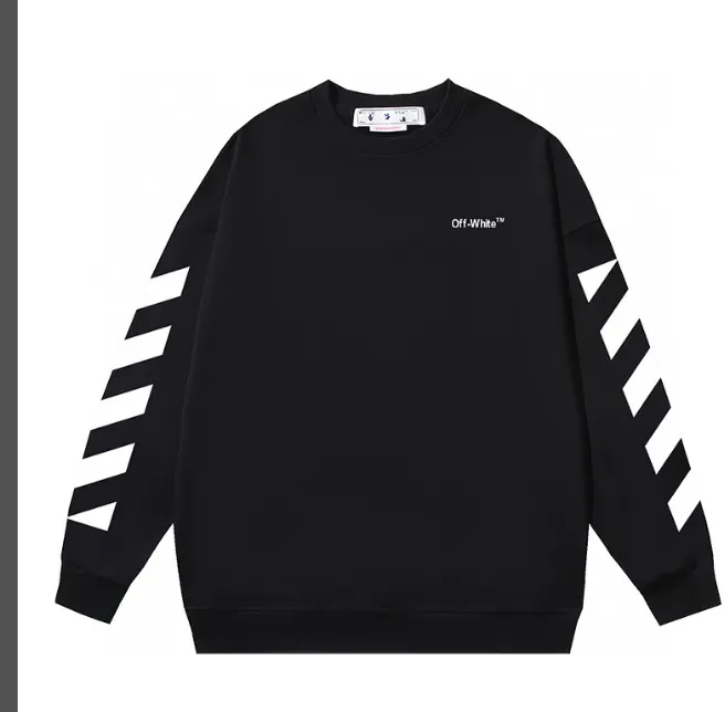 OFF-WHITE New Classic White Zebra Printed Round Neck Woolen Hoodie