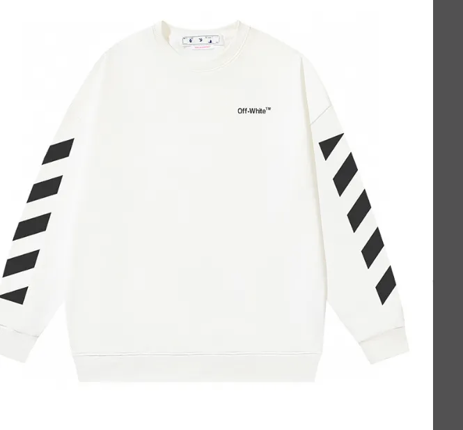 OFF-WHITE New Classic White Zebra Printed Round Neck Woolen Hoodie