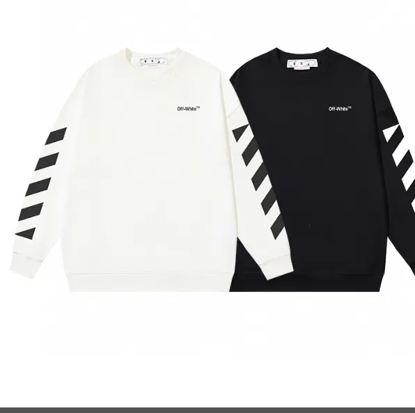 OFF-WHITE New Classic White Zebra Printed Round Neck Woolen Hoodie