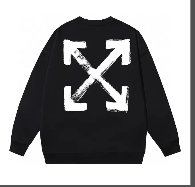 OFF-WHITE New Graffiti Black Arrow Printed Round Neck Woolen Hoodie