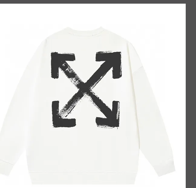 OFF-WHITE New Graffiti Black Arrow Printed Round Neck Woolen Hoodie