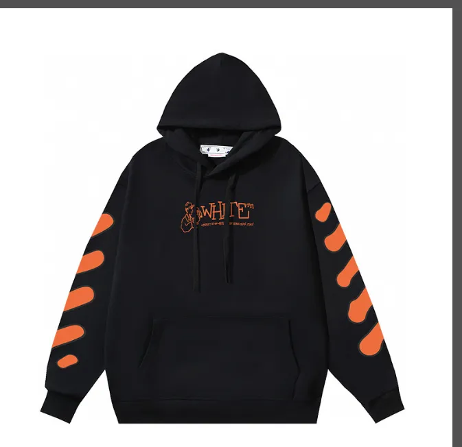 OFFWHITE New Color Graffiti Orange Character Printed Hoodie with looped fabric