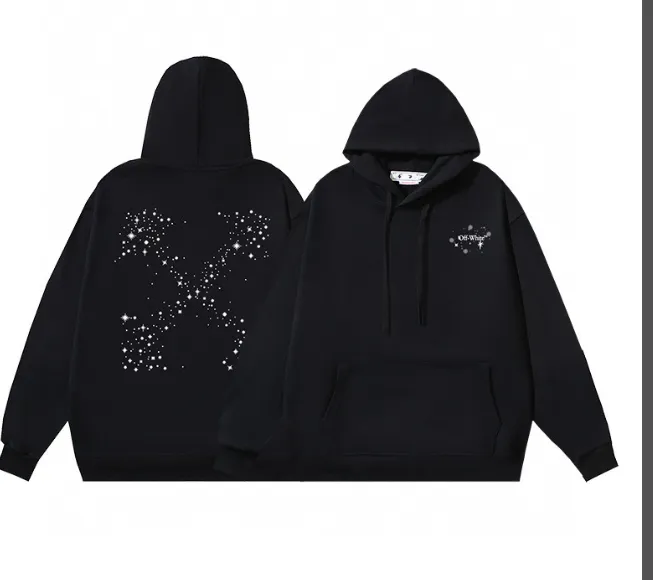 OFF-WHITE new snowflake arrow printed hoodie with looped fabric