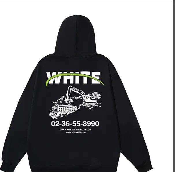 OFF-WHITE new OFF excavator letter printed hoodie looped fabric