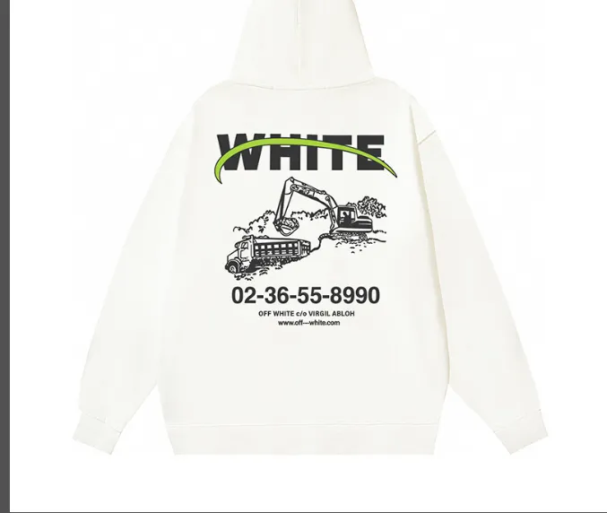 OFF-WHITE new OFF excavator letter printed hoodie looped fabric