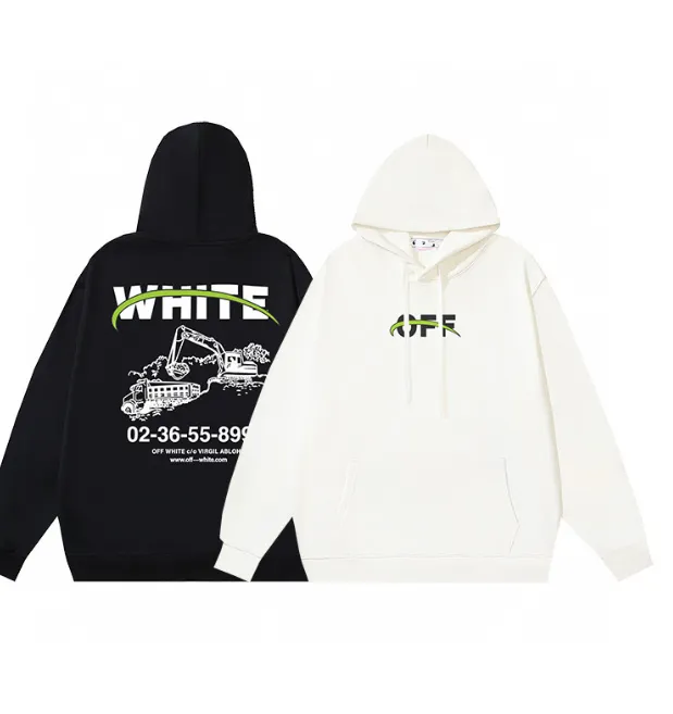 OFF-WHITE new OFF excavator letter printed hoodie looped fabric