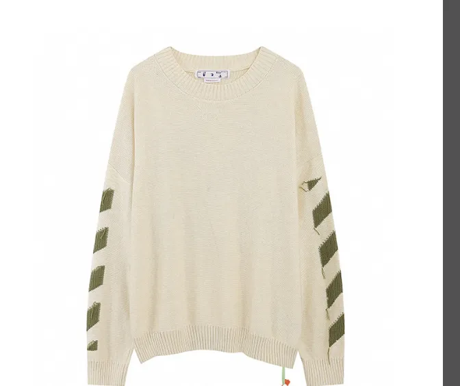 OFF-WHITE new mohair wool blend sweater arrow tassel round neck unisex